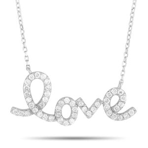 Non Branded LB Exclusive 14K White Gold 0.26 ct Diamond Love Pendant Necklace - silver