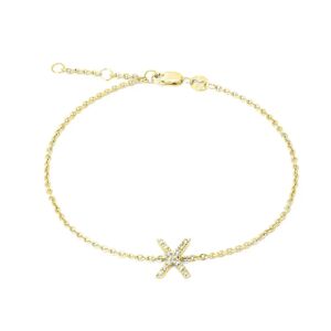 Monary Silver/18k Yellow Dia "X" Bracelet "7+.5+.5" - white