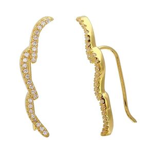 Adornia Wave Ear Climber Earrings 14k Yellow Gold Vermeil .925 Sterling Silver - gold