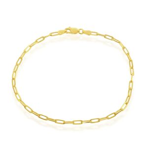 Simona Sterling Silver 2.8mm Paper Clip Anklet - Gold Plated - white