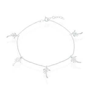 Simona Sterling Silver Dangling Palm Trees Anklet - white