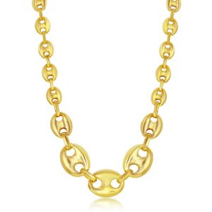 Simona Sterling Silver Graduated Puffed Marina Necklace - Gold Plated - gold