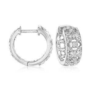 Ross-Simons Diamond Hoop Earrings in Sterling Silver - silver