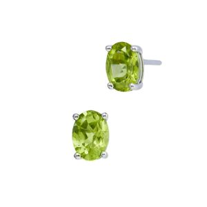 Savvy Cie Jewels 5X7 Oval Genuine Gemstone Stud Earrings in 925 Sterling Silver - green