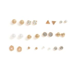 SOHI Gold-toned  White Contemporary Studs Earrings - silver - Size: One Size