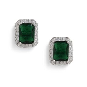 SOHI Green  Silver-toned Contemporary Studs Earrings - green