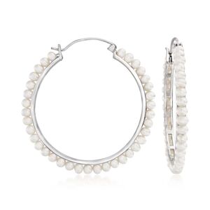Ross-Simons 3.5-4mm Cultured Pearl Hoop Earrings in Sterling Silver - white