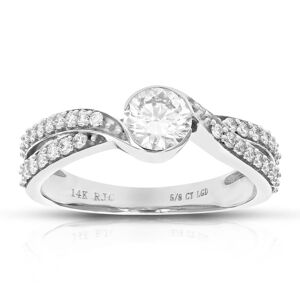 Vir Jewels 5/8 cttw Round Lab Grown Diamond Engagement Ring 33 Stones 14K White Gold Prong Set 3/4 Inch - silver - Size: US 7