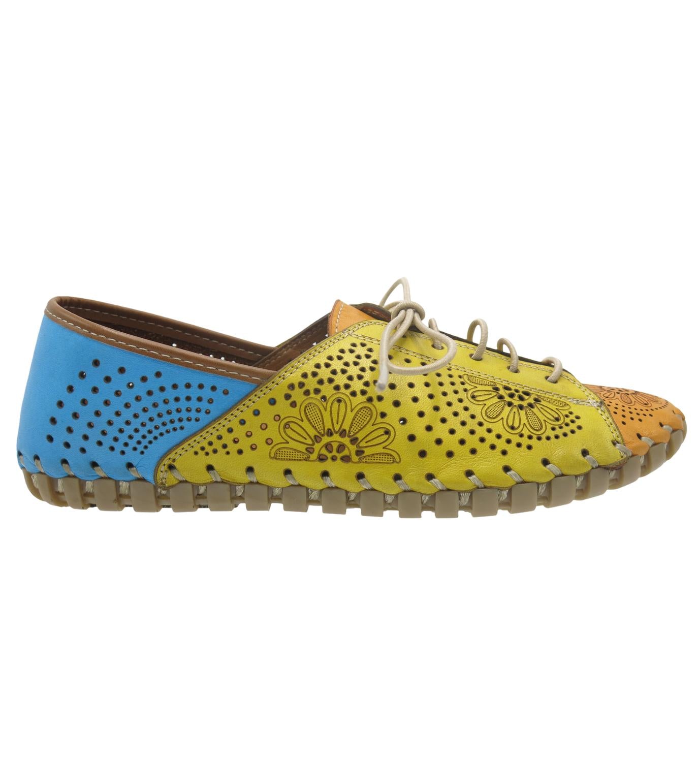 Gelato Women's Theory Lace-Up Shoes In Yellow Multi EU 40 female