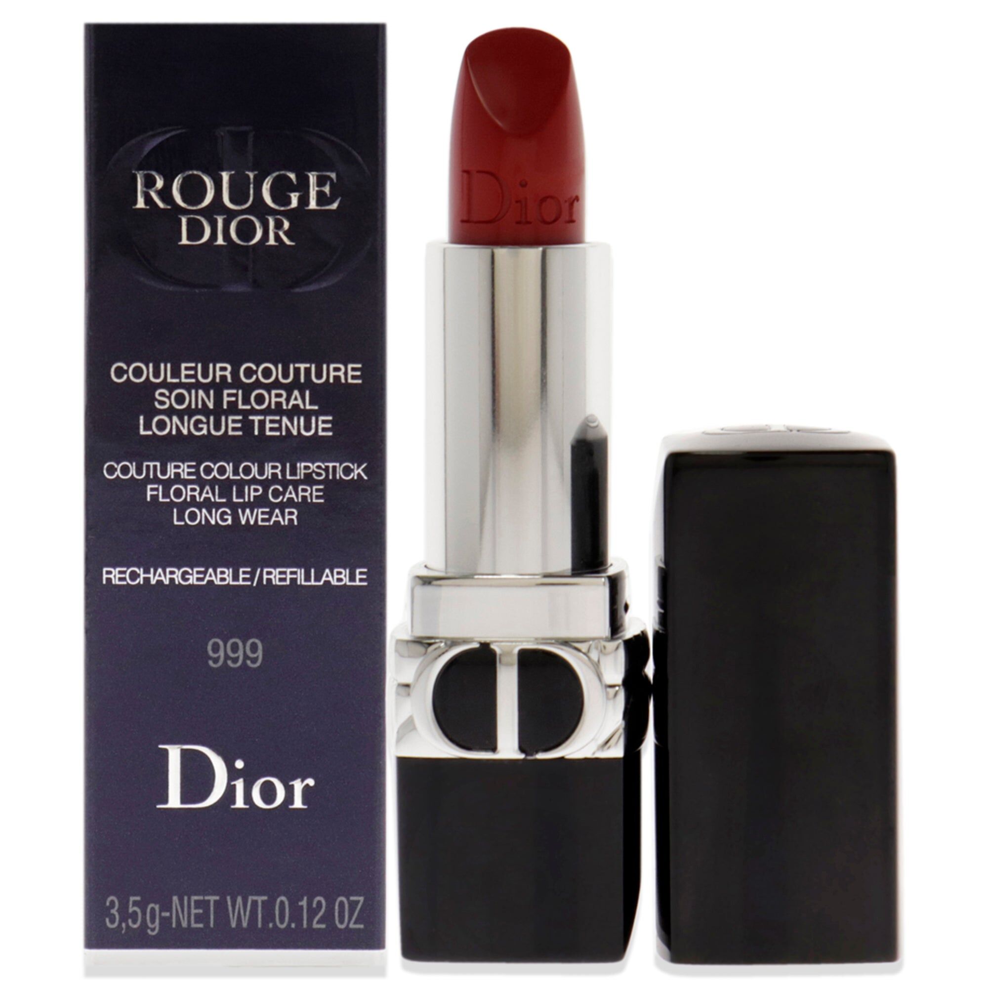 Rouge Dior Couture Lipstick Satin - 999 Red by Christian Dior for Women - 0.12 oz Lipstick (Refillable) One Size