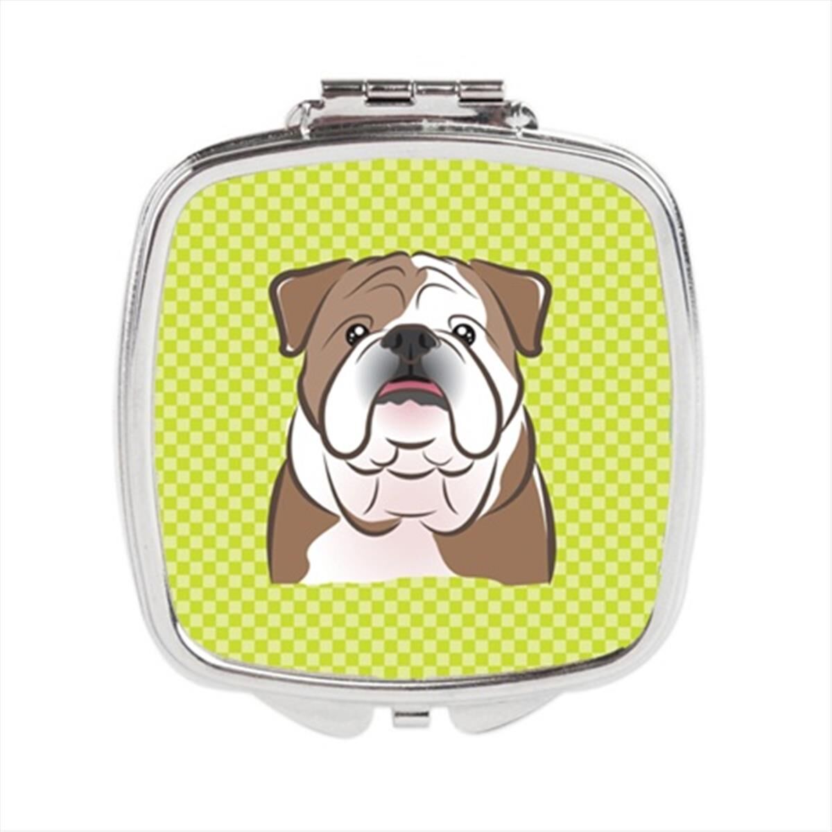 Carolines Treasures BB1281SCM Checkerboard Lime Green English Bulldog Compact Mirror, 2.75 x 3 x .3 In. One Size