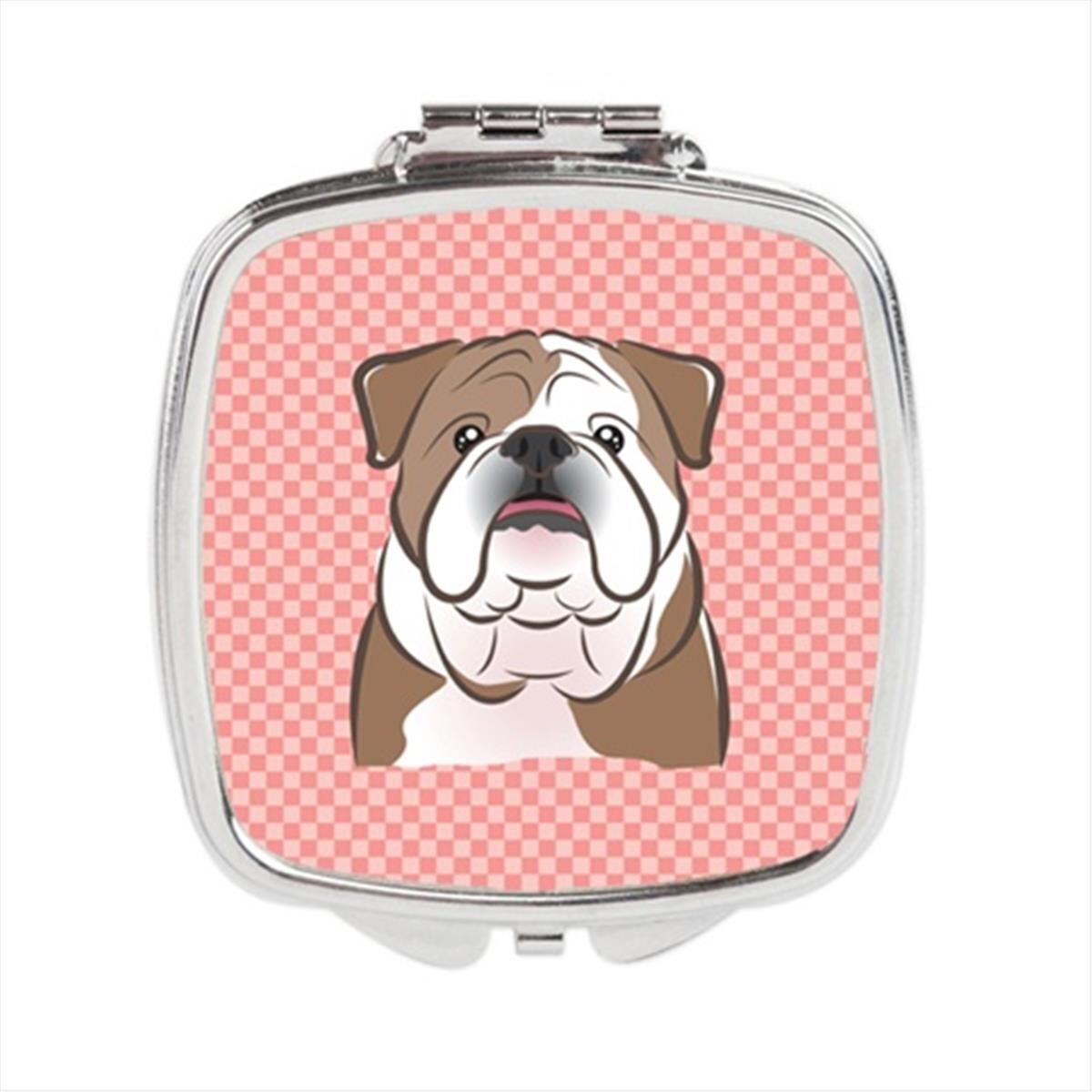 Awesome Apparel Checkerboard Pink English Bulldog Compact Mirror, 2.75 x 3 x .3 In. One Size