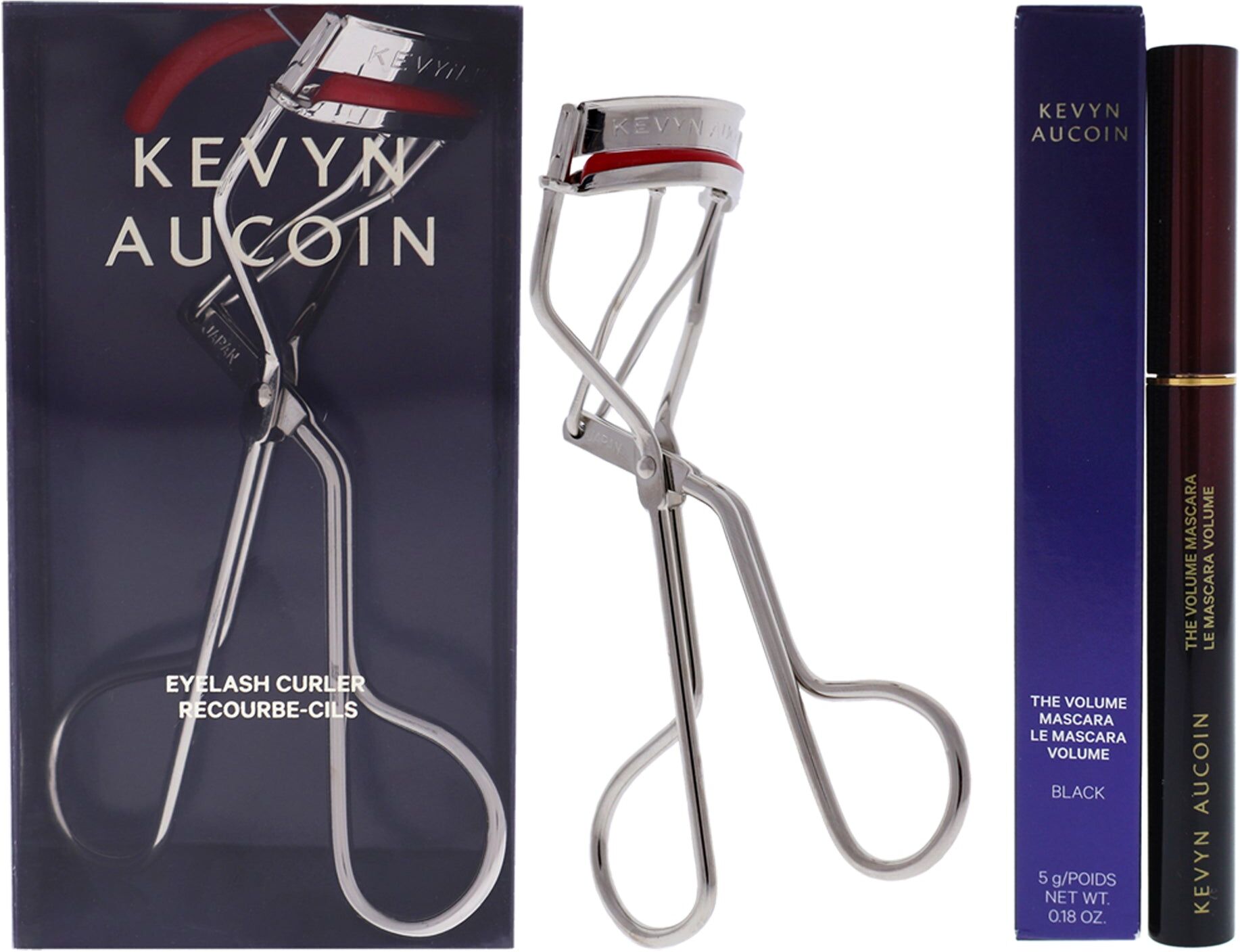 Eyelash Curler and The Volume Mascara Kit by Kevyn Aucoin for Women - 2 Pc Kit 0.18oz Mascara - Black, Eyelash Curler One Size