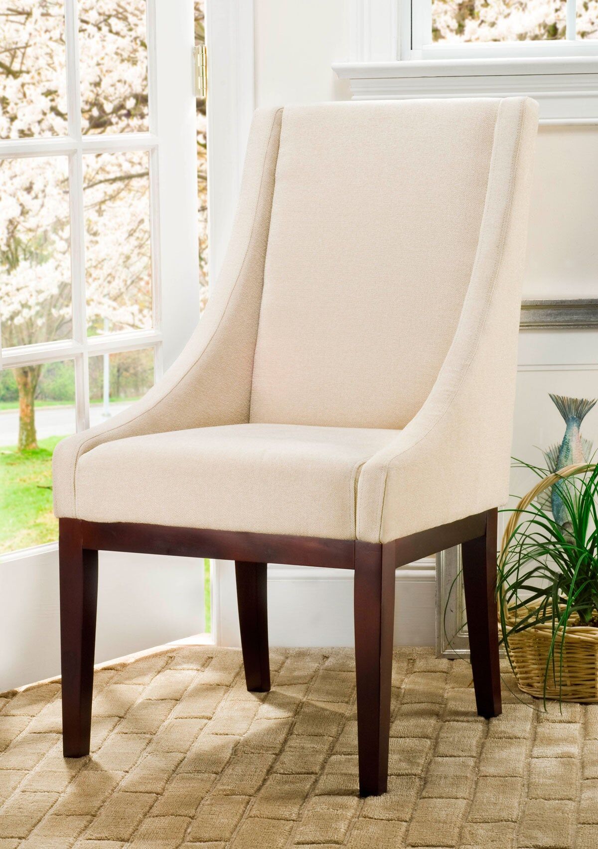 Safavieh Crème Fabric Sloping Armchair