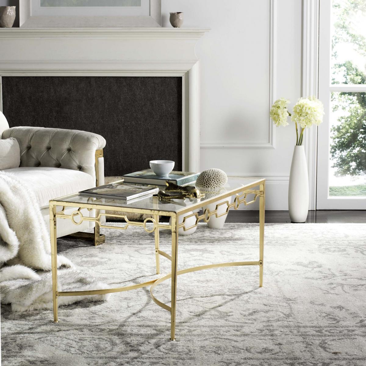 Safavieh Lura Gold Leaf Retro Coffee Table