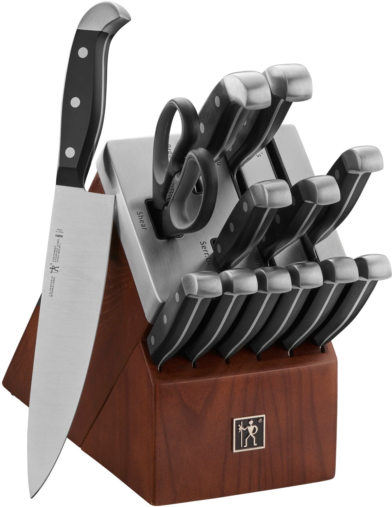 HENCKELS Statement Self-Sharpening Knife Set with Block, Chef Knife, Paring Knife, Bread Knife, Steak Knife, 14-piece