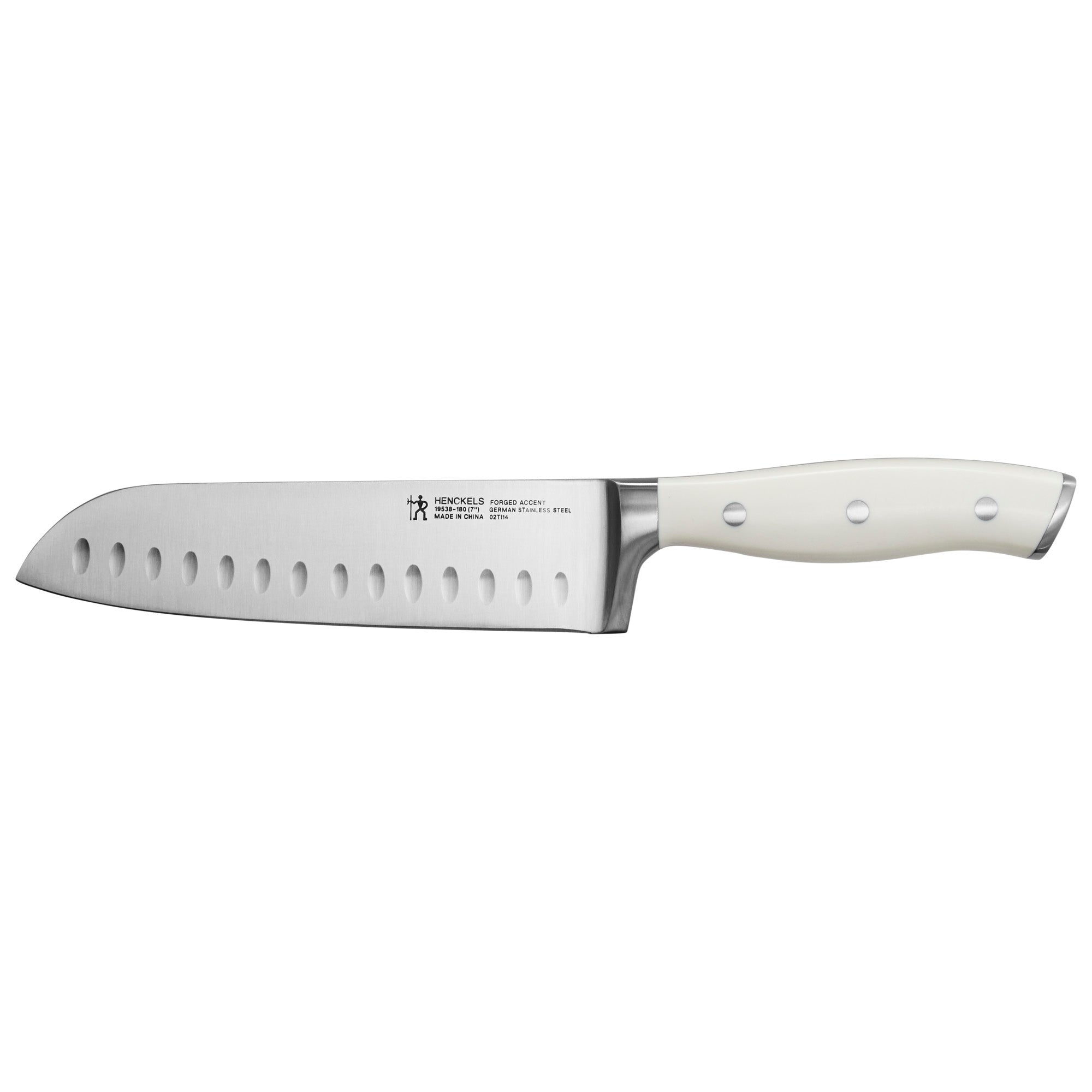 Henckels Forged Accent Hollow Edge Santoku Knife - White Handle