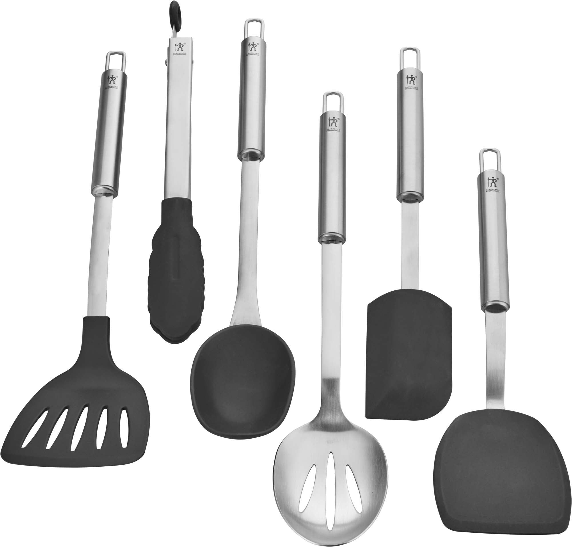 Henckels Cooking Tools 6-PC Kitchen Gadgets Sets with Spatula, Tongs, Cooking Spoon, 18/10 STAINLESS STEEL One Size