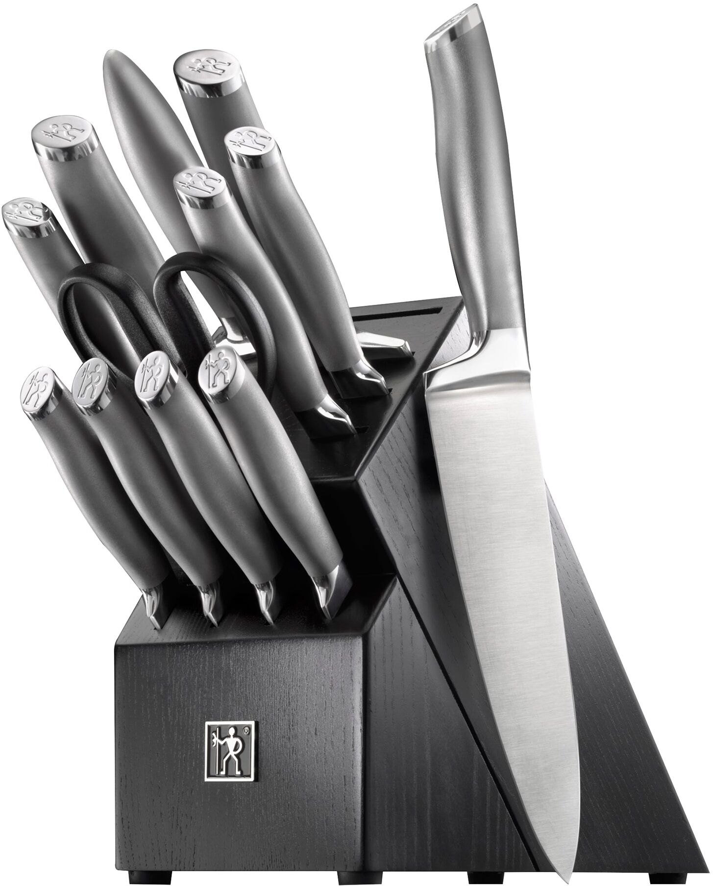 Henckels Modernist 13-pc Knife Set with Block, Chef Knife, Paring Knife, Steak Knife, Black, Stainless Steel