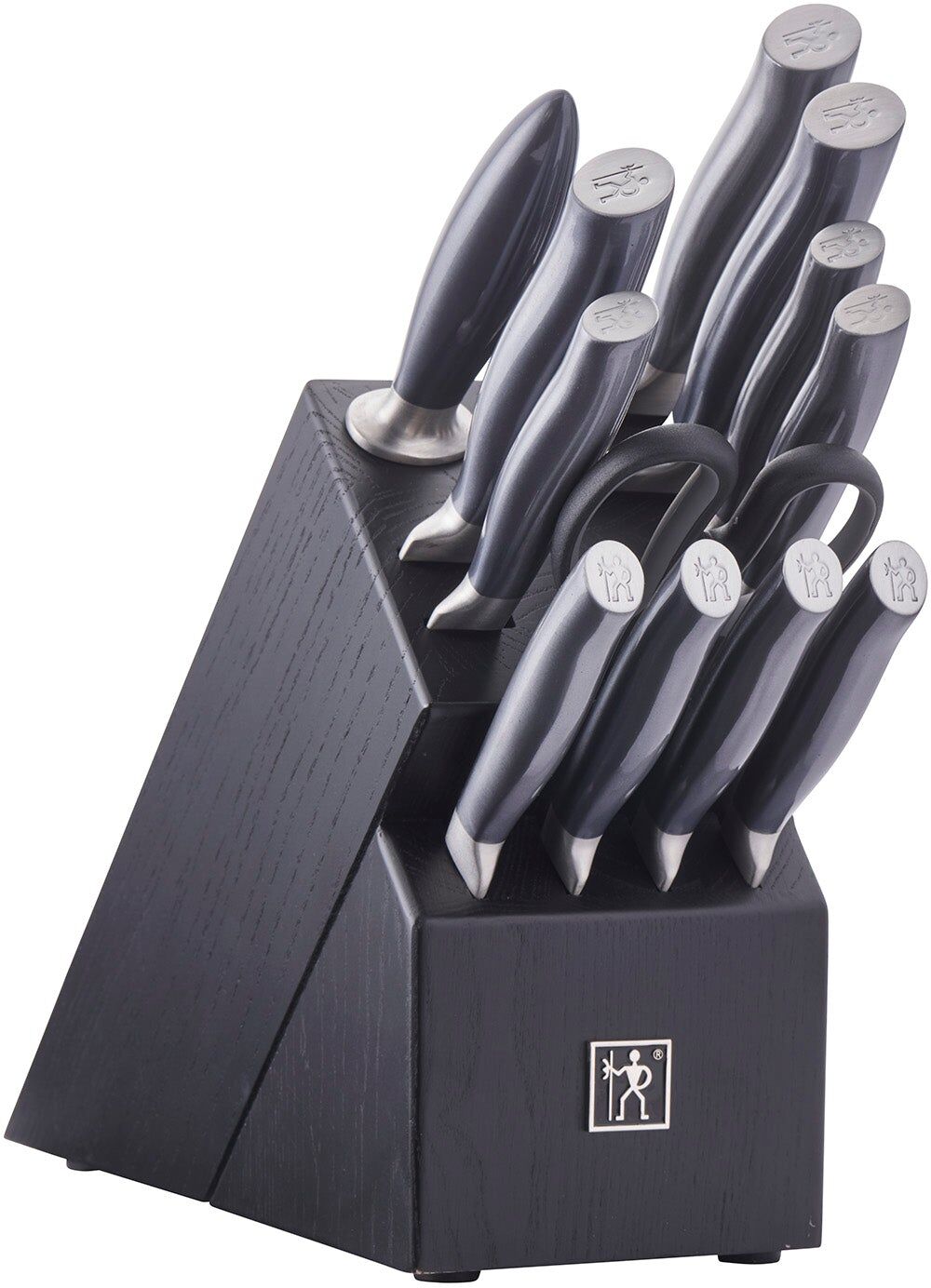 Henckels Graphite 13-pc Knife Set with Block, Kitchen Knife Sharpener, Chef Knife, Steak Knife, Black, Stainless Steel