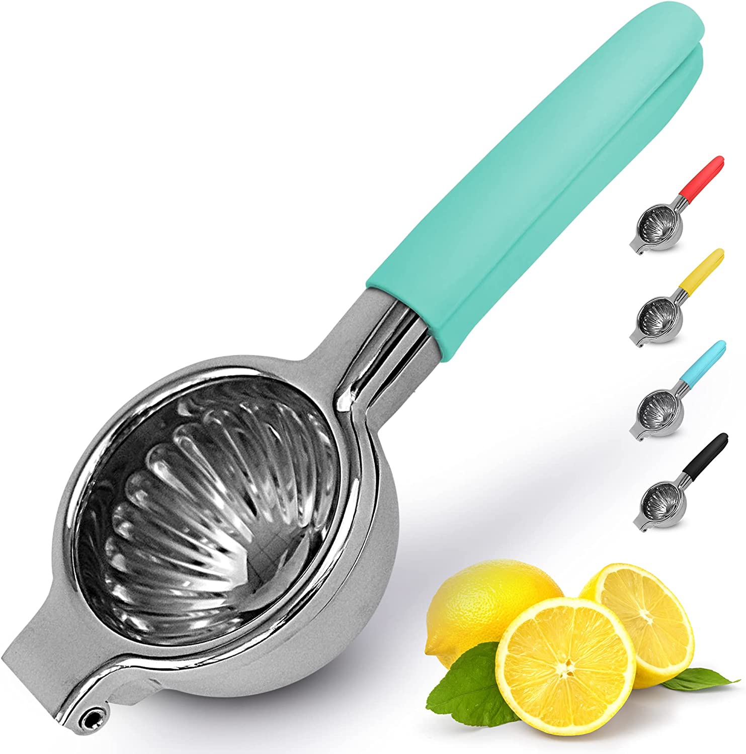 Zulay Kitchen Lemon Squeezer Stainless Steel with Premium Heavy Duty Solid Metal Squeezer Bowl and Food Grade Silicone Handles