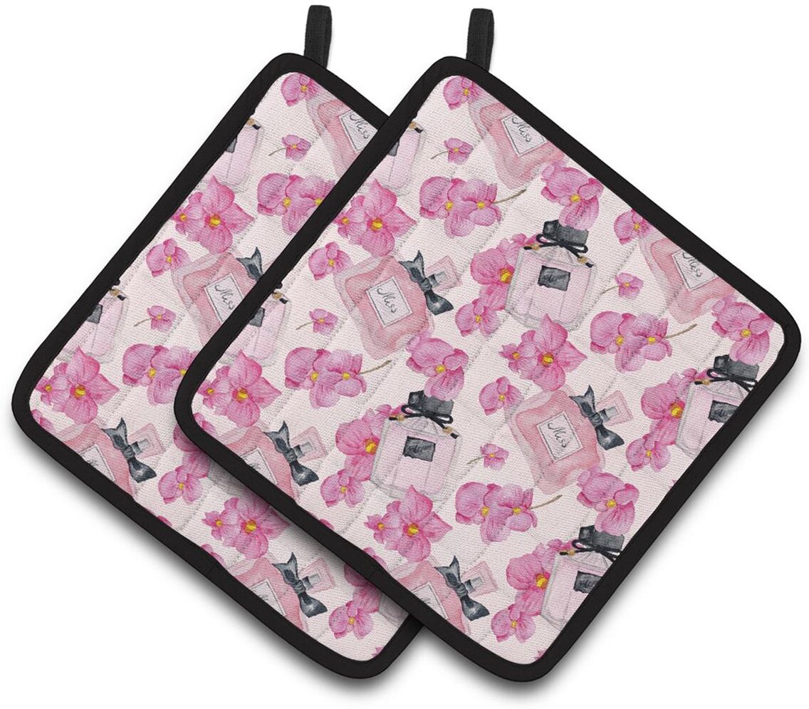 Carolines Treasures BB7510PTHD Watercolor Pink Flowers & Perfume Pair of Pot Holders