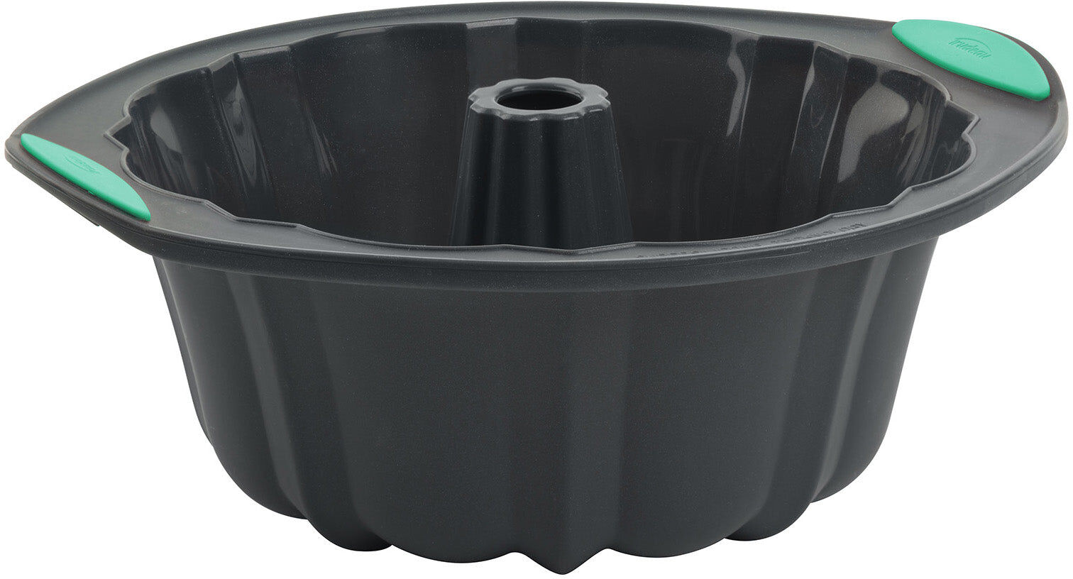 Trudeau Structure Silicone 10 Cup Fluted Cake Pan, Grey/Mint