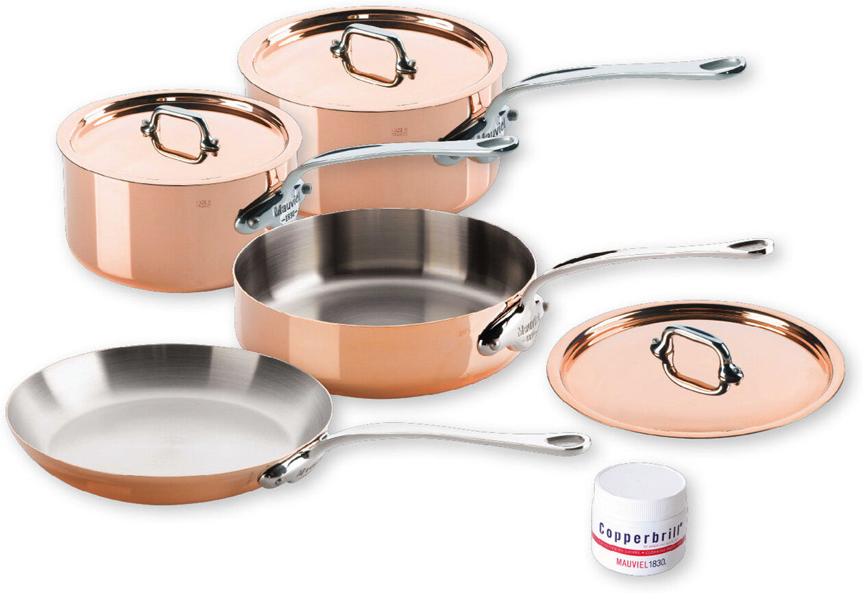 Mauviel M'Heritage M'150s 7 Piece Copper Cookware Set Cast Stainless Handles