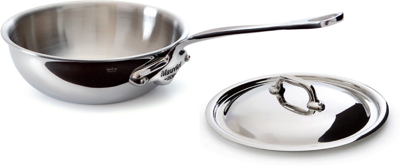 Mauviel M'Cook 1.1 qt. Stainless Steel Curved Splayed Saute Pan with Lid