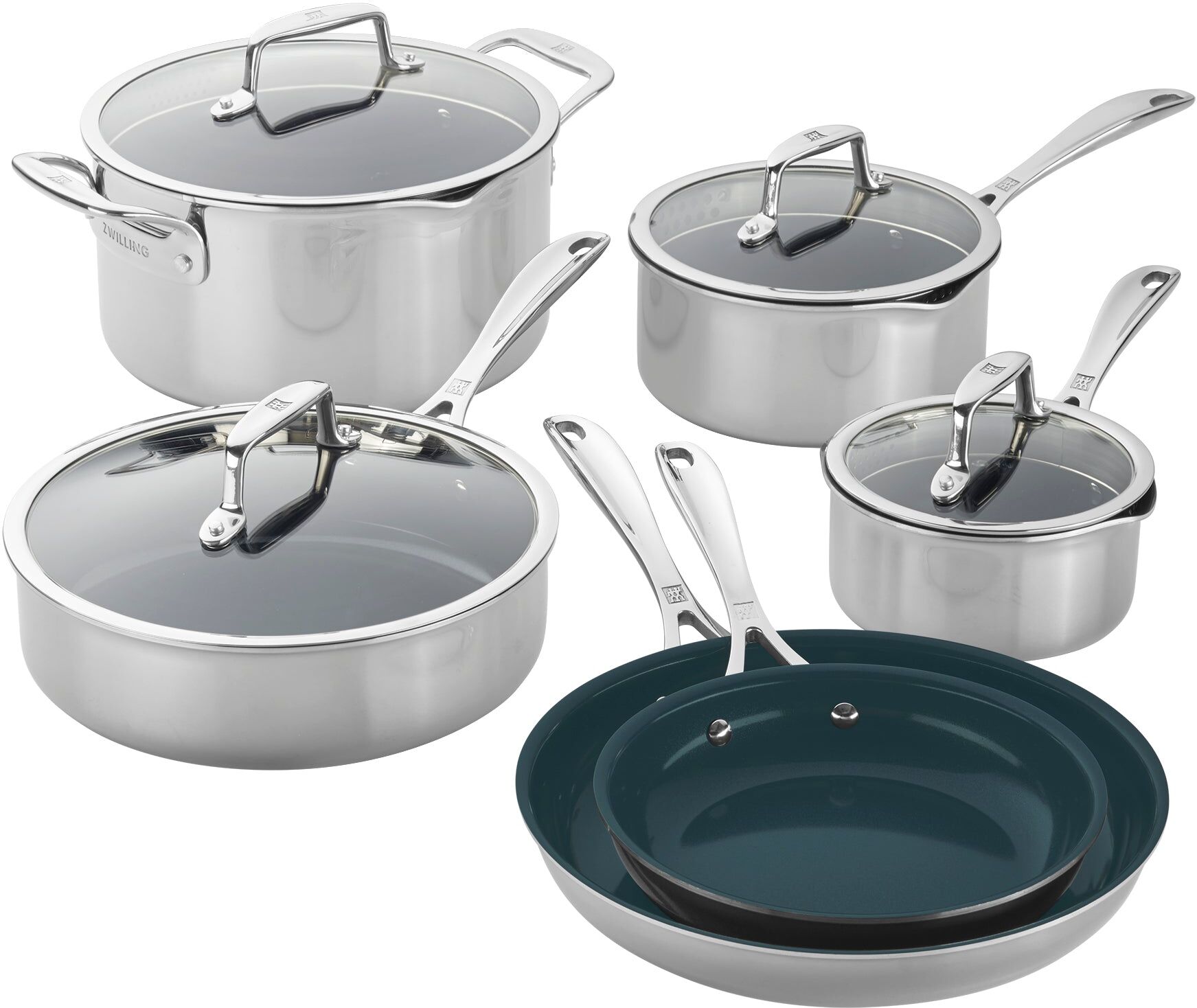 ZWILLING Clad CFX Stainless Steel Ceramic Nonstick Cookware Set