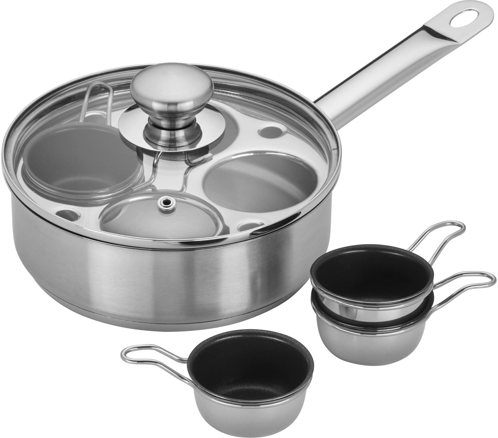 Demeyere Resto 4-cup Stainless Steel Egg Poacher Set