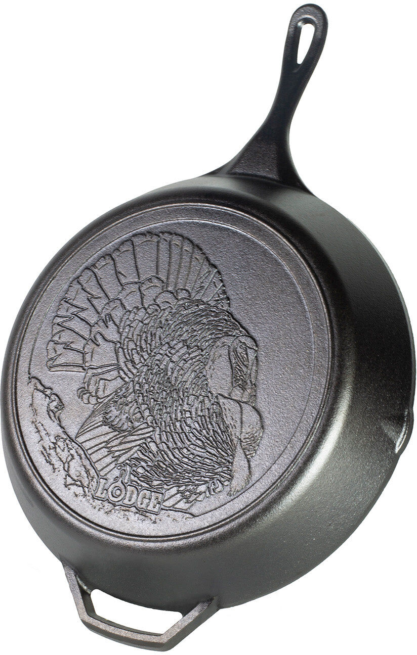 Lodge Cast Iron Wildlife Series 13.25 Inch Skillet, Turkey