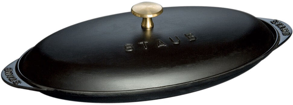 Staub Cast Iron 14.5-inch x 8-inch Covered Fish Pan - Matte Black