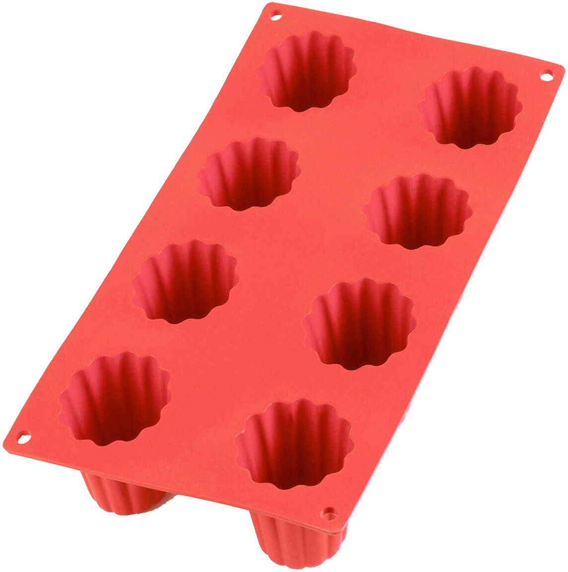 Lekue Silicone 8 Cavity Cannelais Bordelais Baking Mold, Red