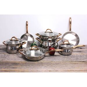BergHOFF Ouro Gold 11Pc Stainless Steel Cookware Set, Glass Lids - gold - Size: One Size