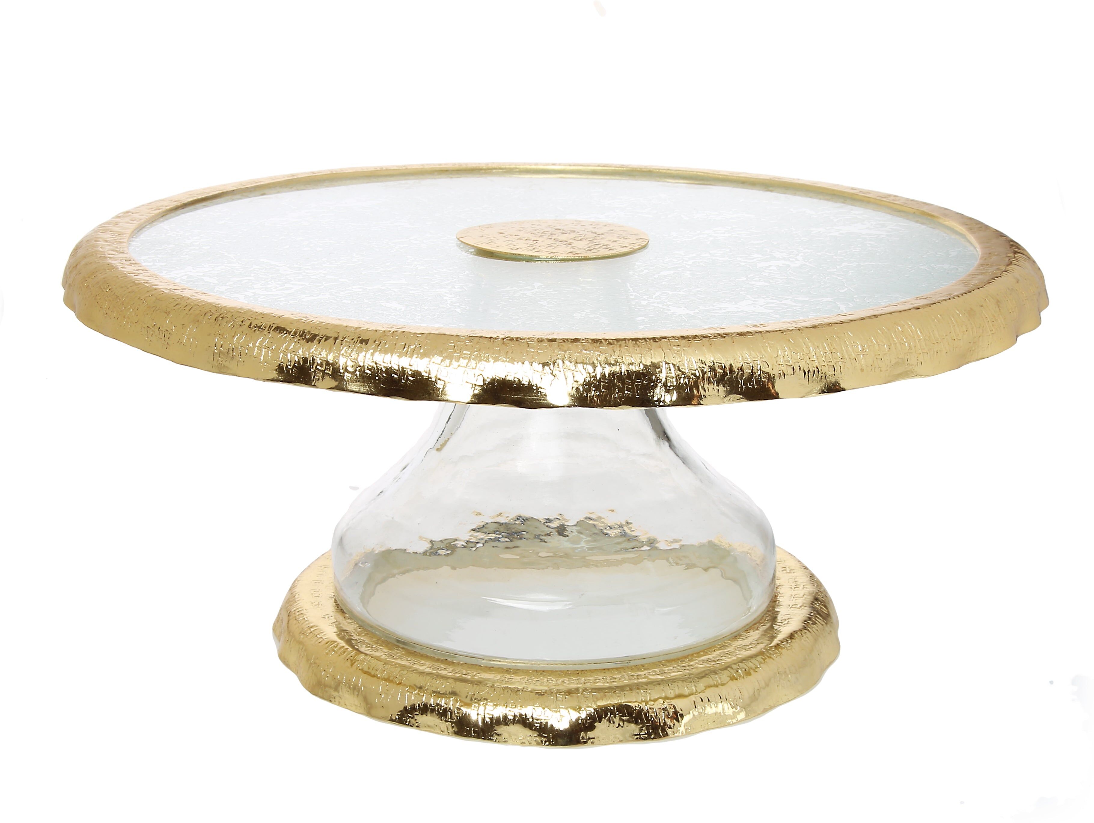 Classic Touch Decor Glass Cake Stand with Gold Border