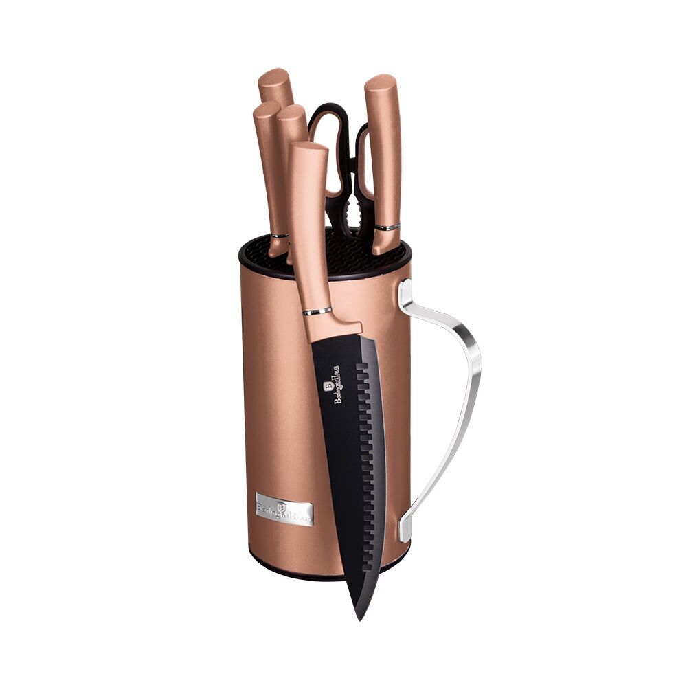 Berlinger Haus 7-Piece Knife Set with Mobile Stand Rose Gold Collection One Size