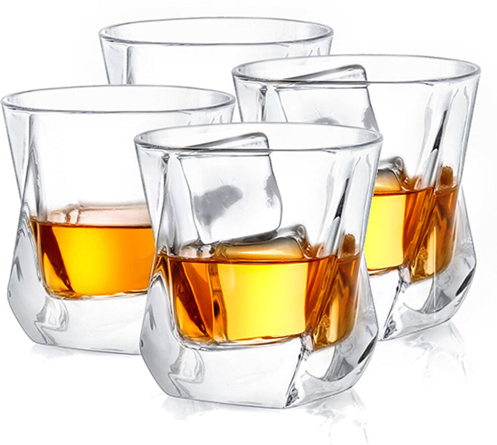 JoyJolt Aurora Crystal Whiskey Glasses - 8.1 oz - Set of 4