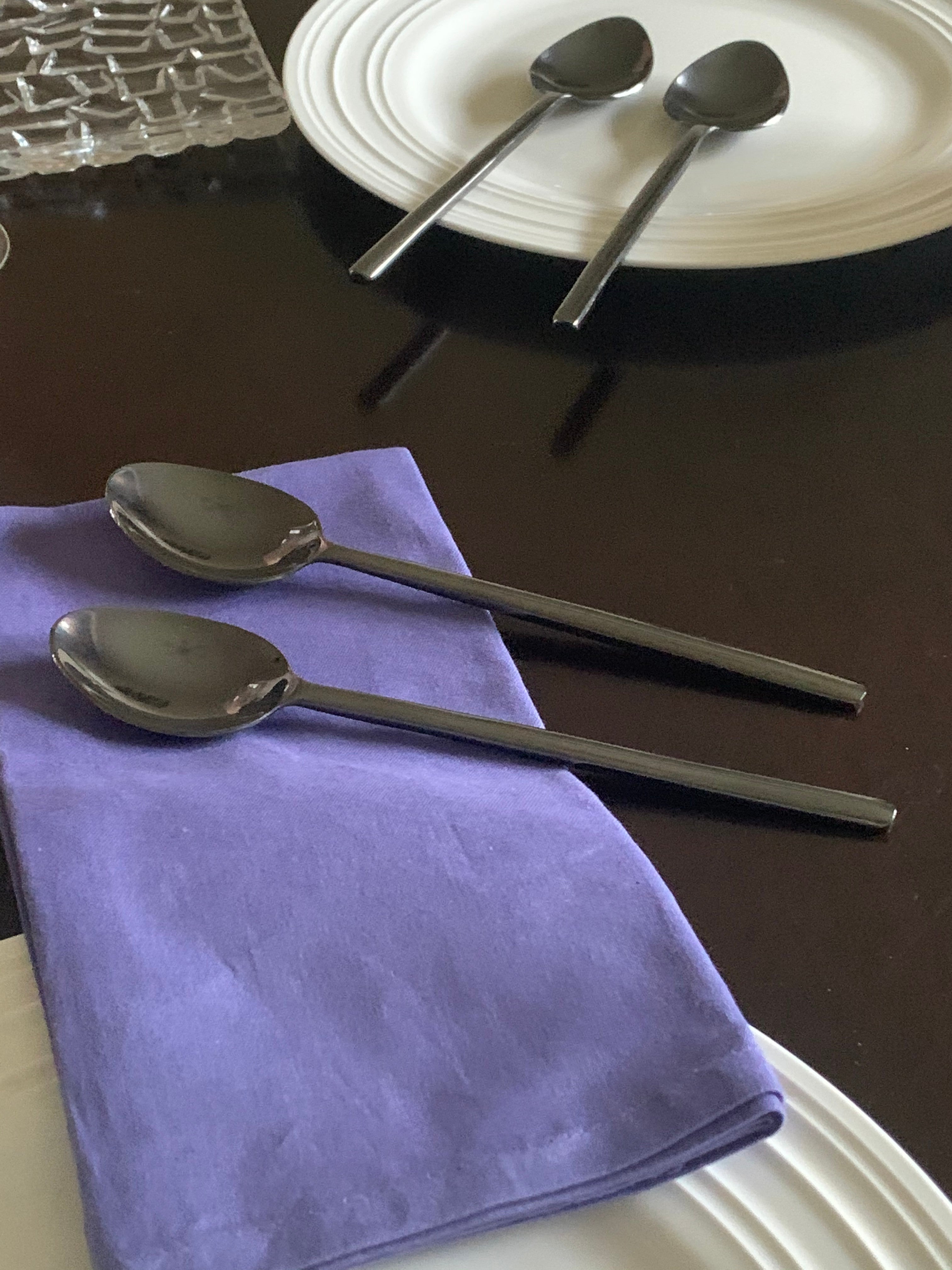 Vibhsa Black Silverware Table Spoon Flatware set of 6