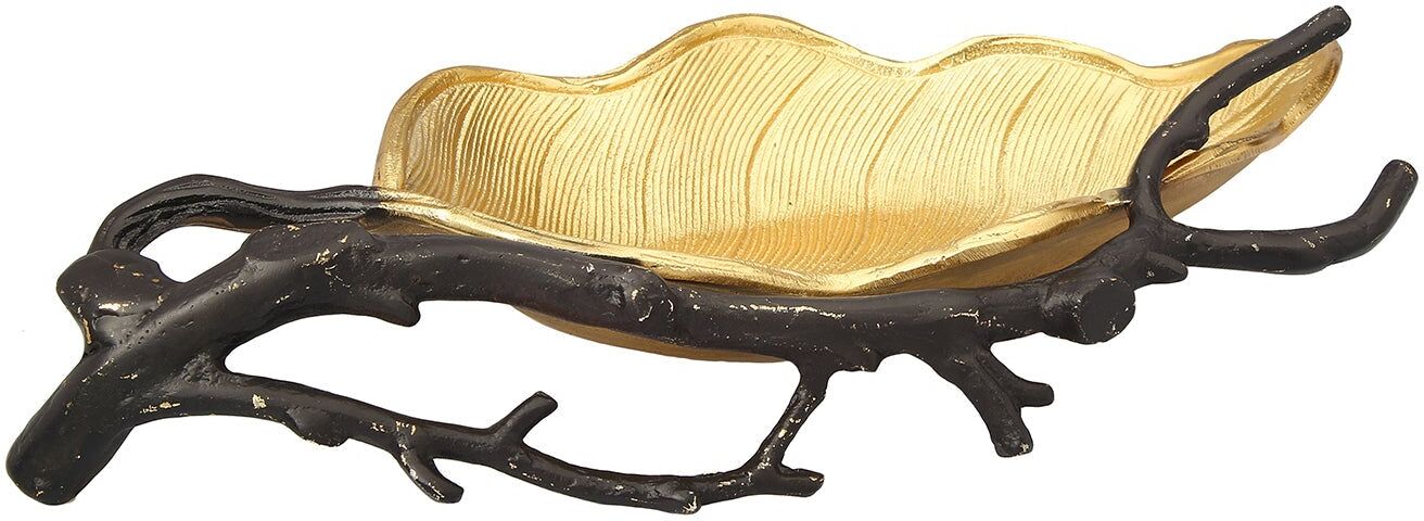 Classic Touch Decor Gold Leaf Candy Dish with Black Branch