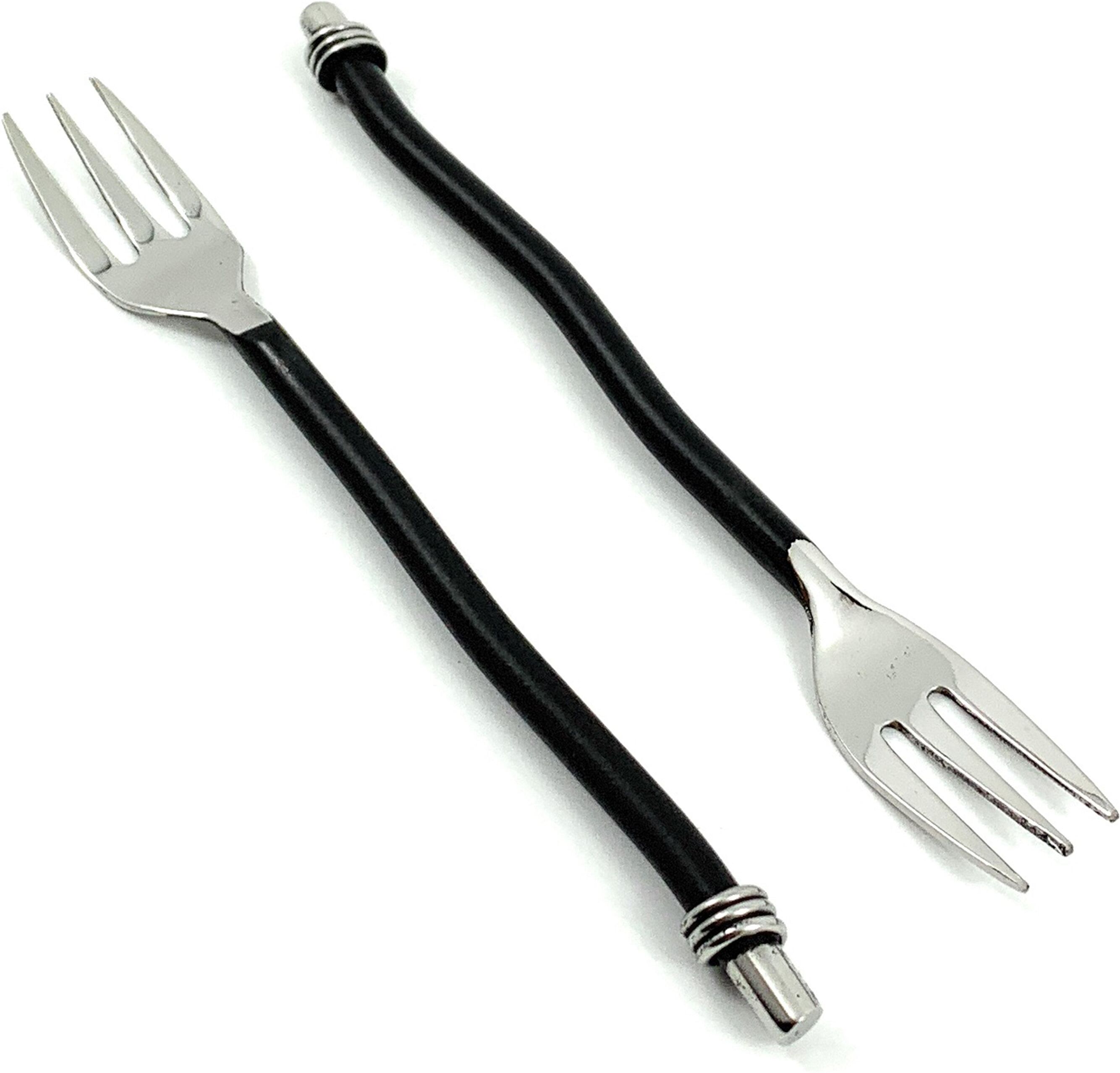 Vibhsa Cocktail Forks Set of 6 (Black Twisted Handle)