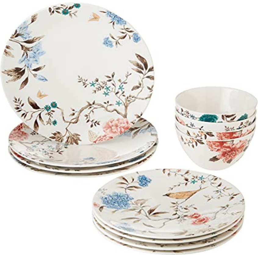 Lenox Sprig & Vine 12-Piece Dinnerware Set, 17.30 LB, White