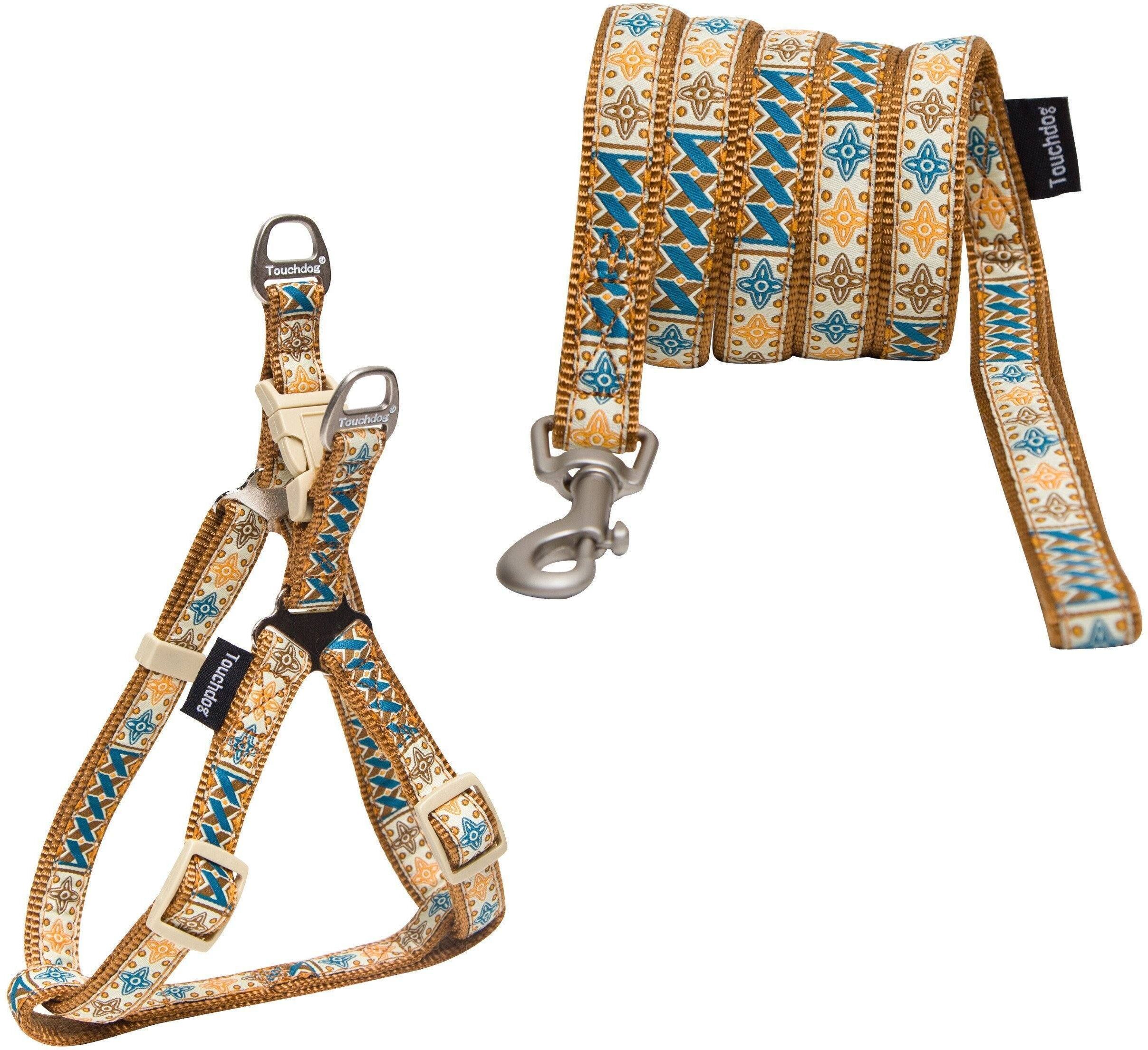 Touchdog 'Caliber' Embroidered Designer Fashion Pet Dog Leash and Harness Combination Medium