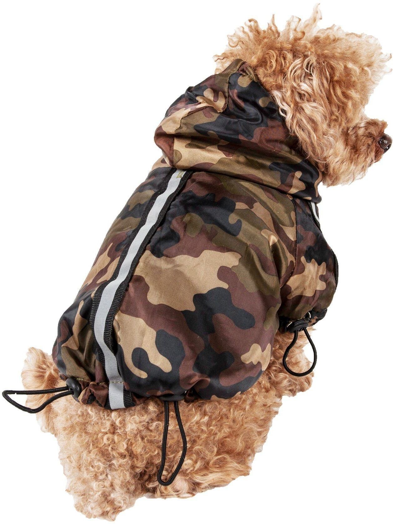 Pet Life 'Reflecta-Sport' Multi-Adjustable Reflective Weather-Proof Dog Raincoat w/ Removable Hood XSmall