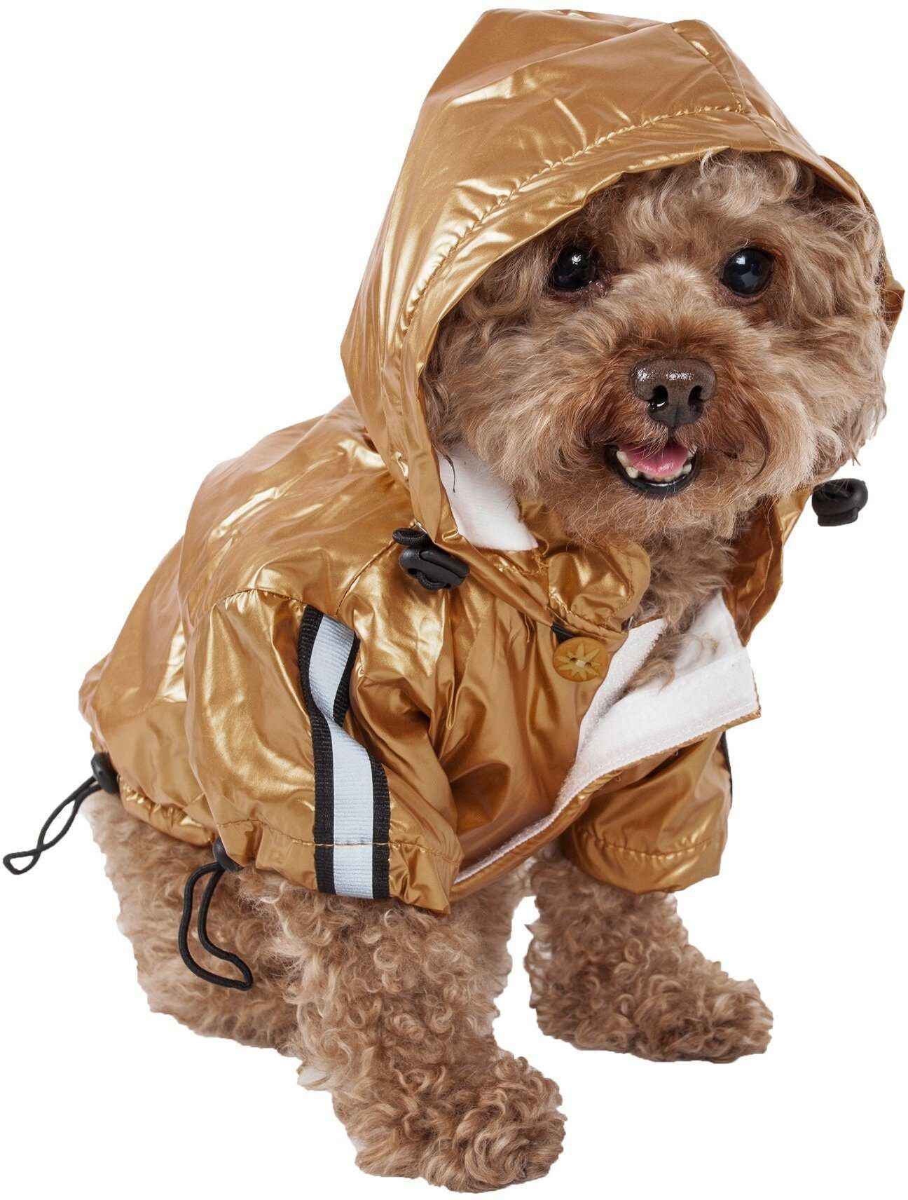 Pet Life 'Reflecta-Sport' Multi-Adjustable Reflective Weather-Proof Dog Raincoat w/ Removable Hood Small