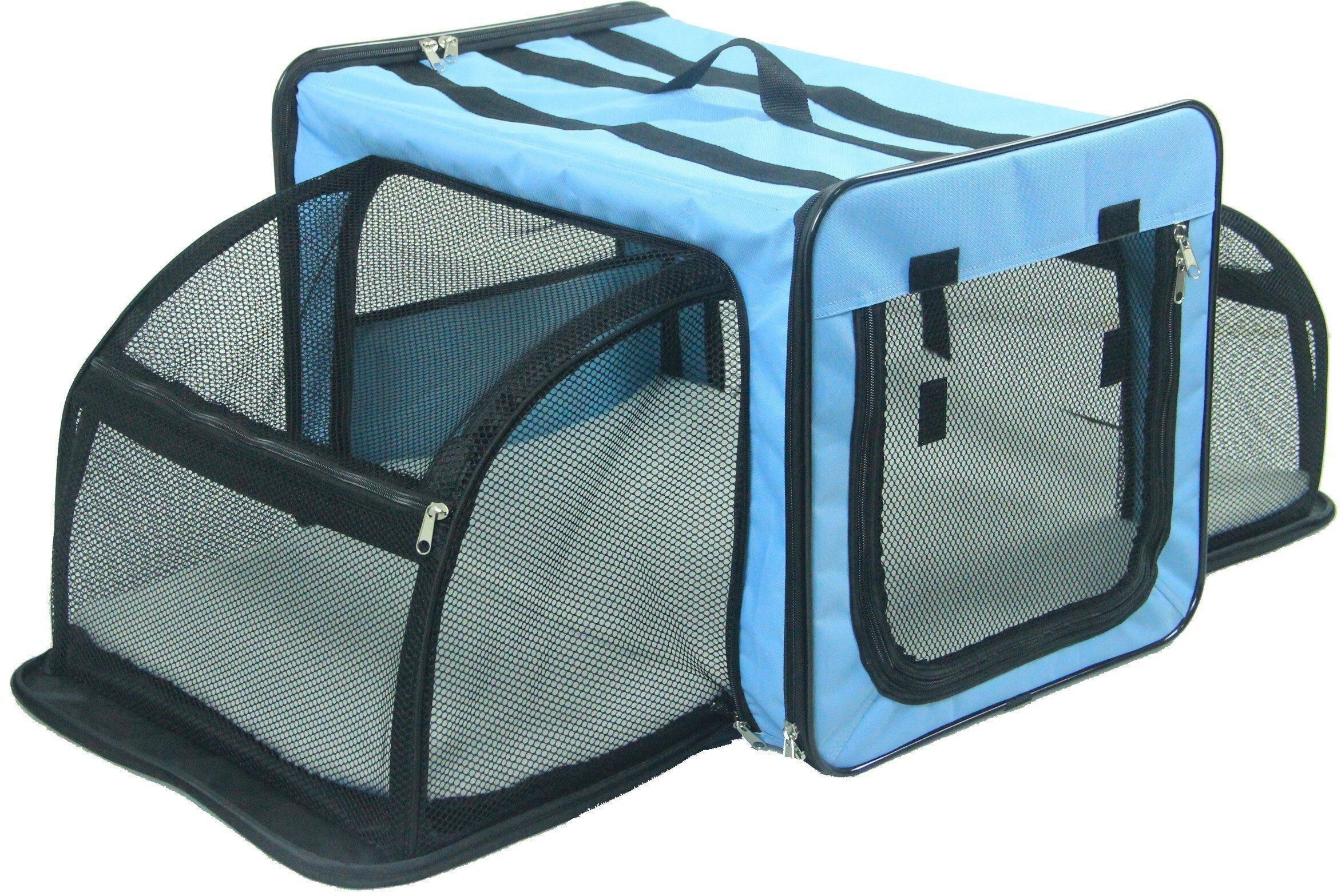 Pet Life 'Capacious' Dual-Sided Expandable Spacious Wire Folding Collapsible Lightweight Pet Dog Crate Carrier House Large