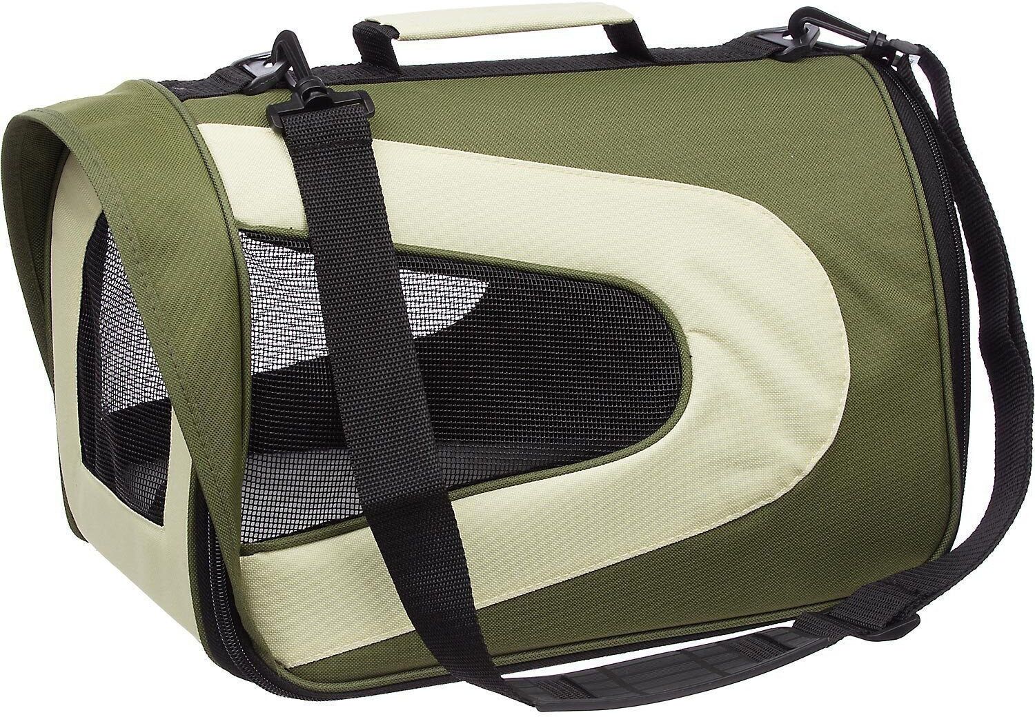 Pet Life Sporty Mesh Airline Approved Zippered Folding Collapsible Travel Pet Dog Carrier Medium