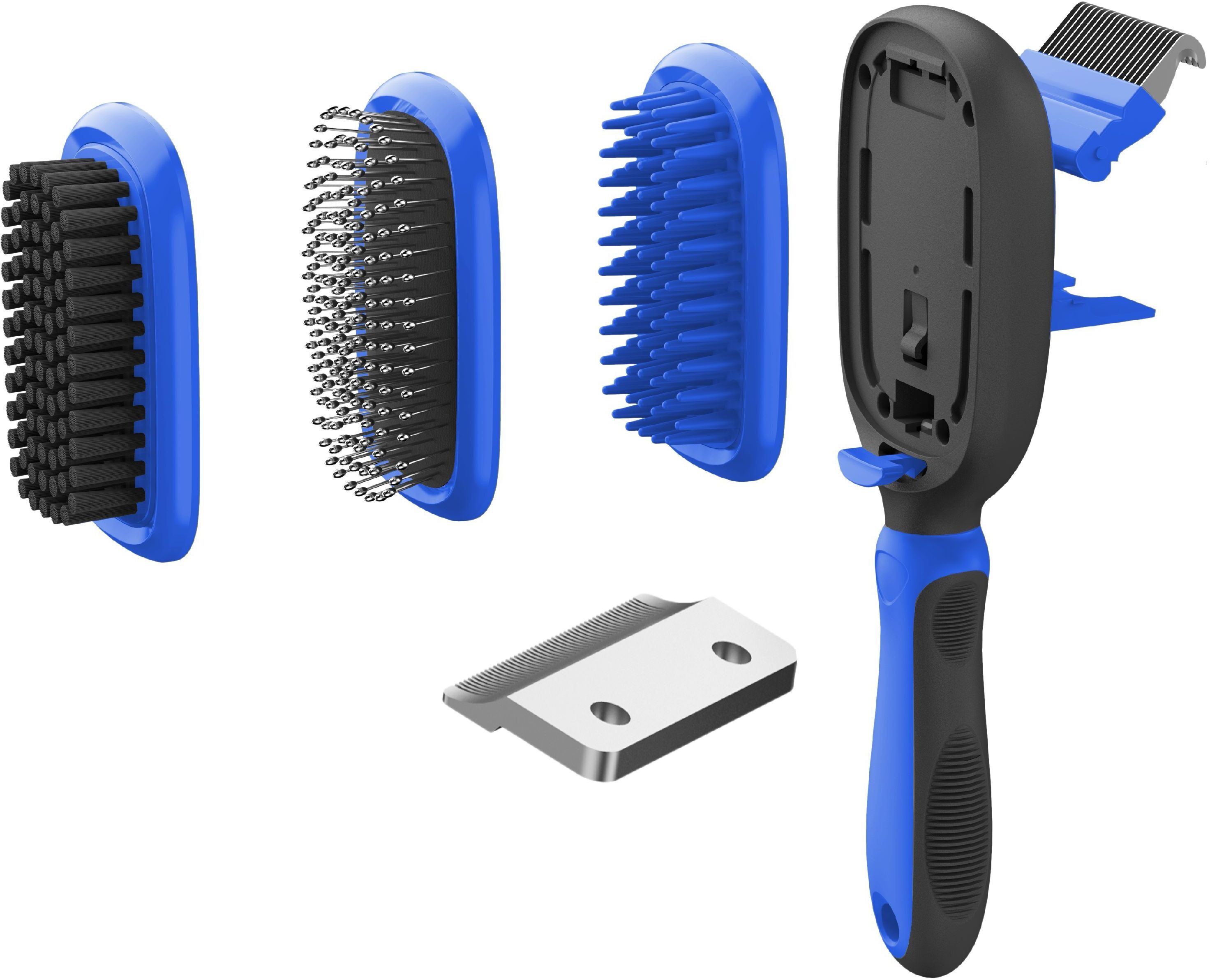 Pet Life 'Conversion' 5-in-1 Interchangeable Dematting and Deshedding Bristle Pin and Massage Grooming Pet Comb