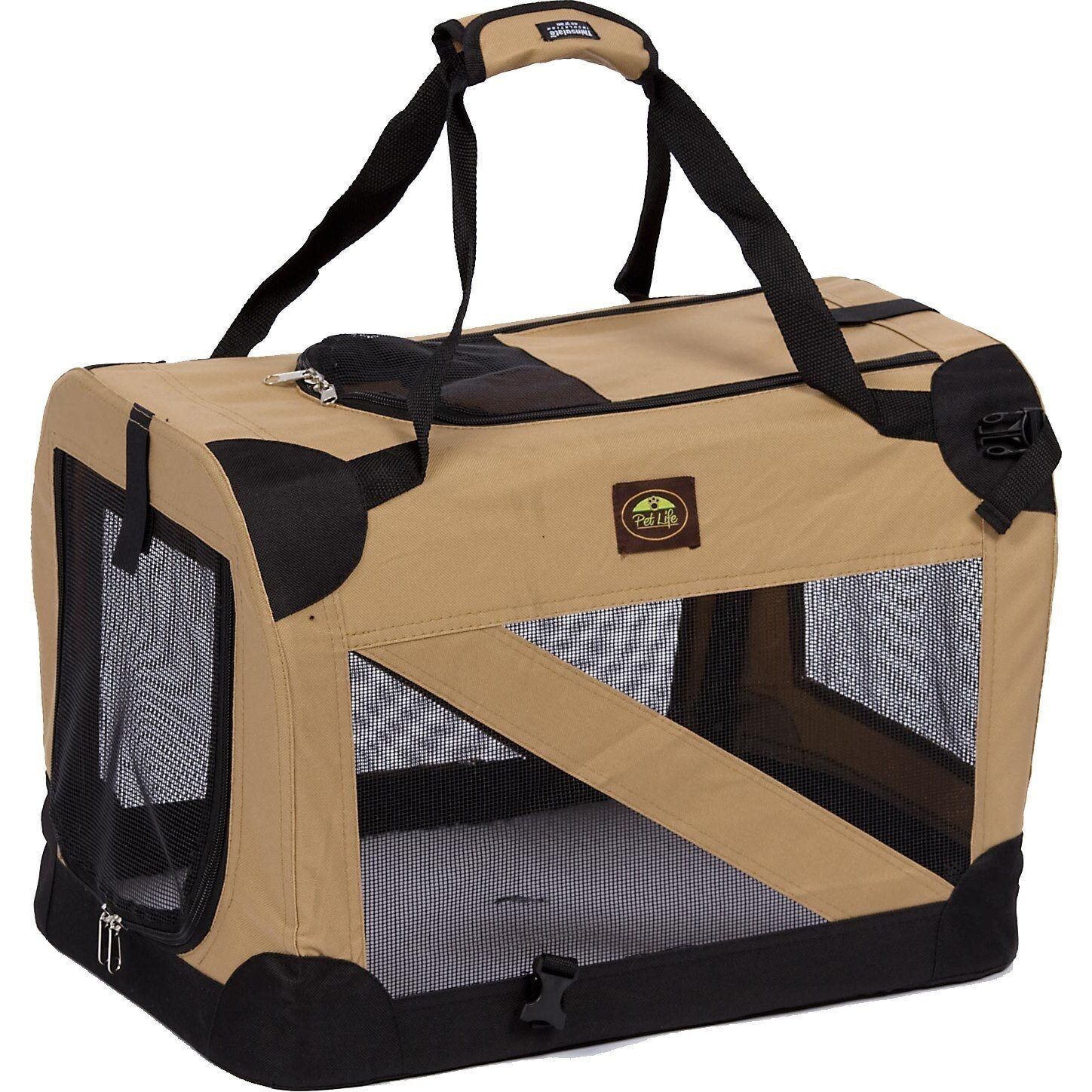 Pet Life '360° Vista View' Zippered Soft Folding Collapsible Durable Metal Framed Pet Dog Crate House Carrier Large
