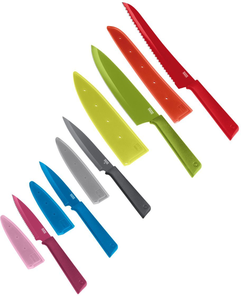 Kuhn Rikon COLORI+ Knife Set with Non-Stick Coating and Safety Sheaths, Set of 5